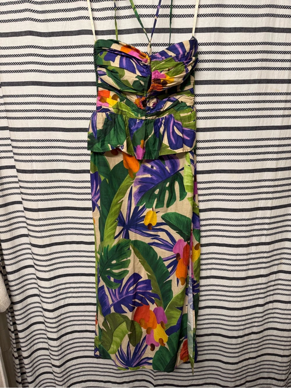FARM Rio Strapless Midi Dress - Green, Purple, Pink, Orange - Picture 2 of 9